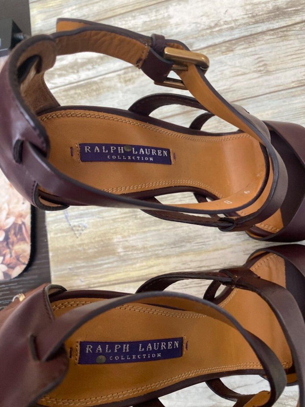 Ralph Lauren Collection Burgundy Leather Strappy Sandal Heels Made in Italy Sz 9 - Picture 9 of 15